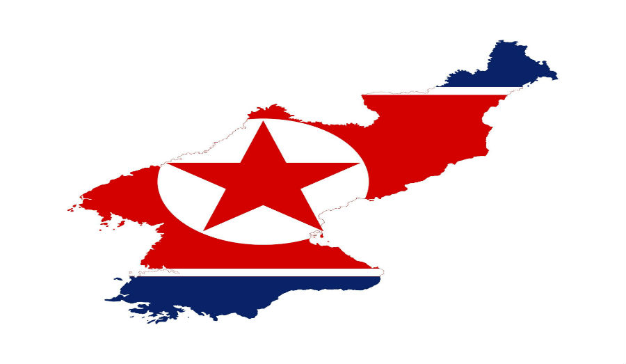 North Korea country outline with flag inside