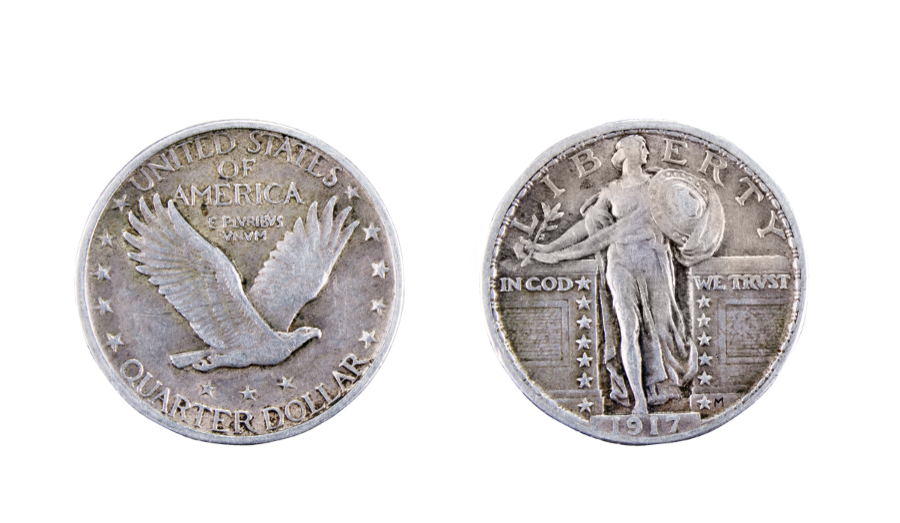 Standing Liberty quarter dollar coin